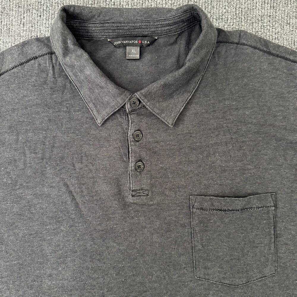 John Varvatos Men's Pocket Polo Single Stitch Micro Stripe 100% Cotton Shirt XL